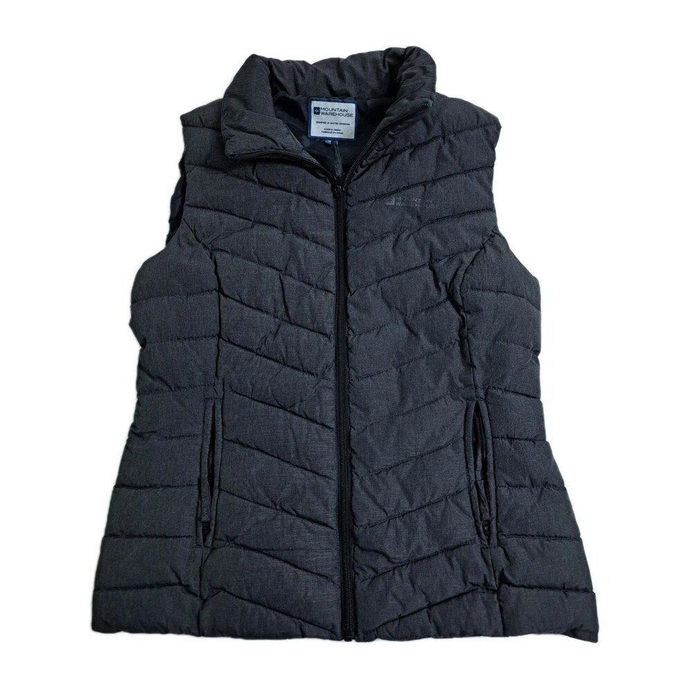 Mountain Warehouse Womens Size 8 Medium Puffer Vest Zip Jacket Gray Ski